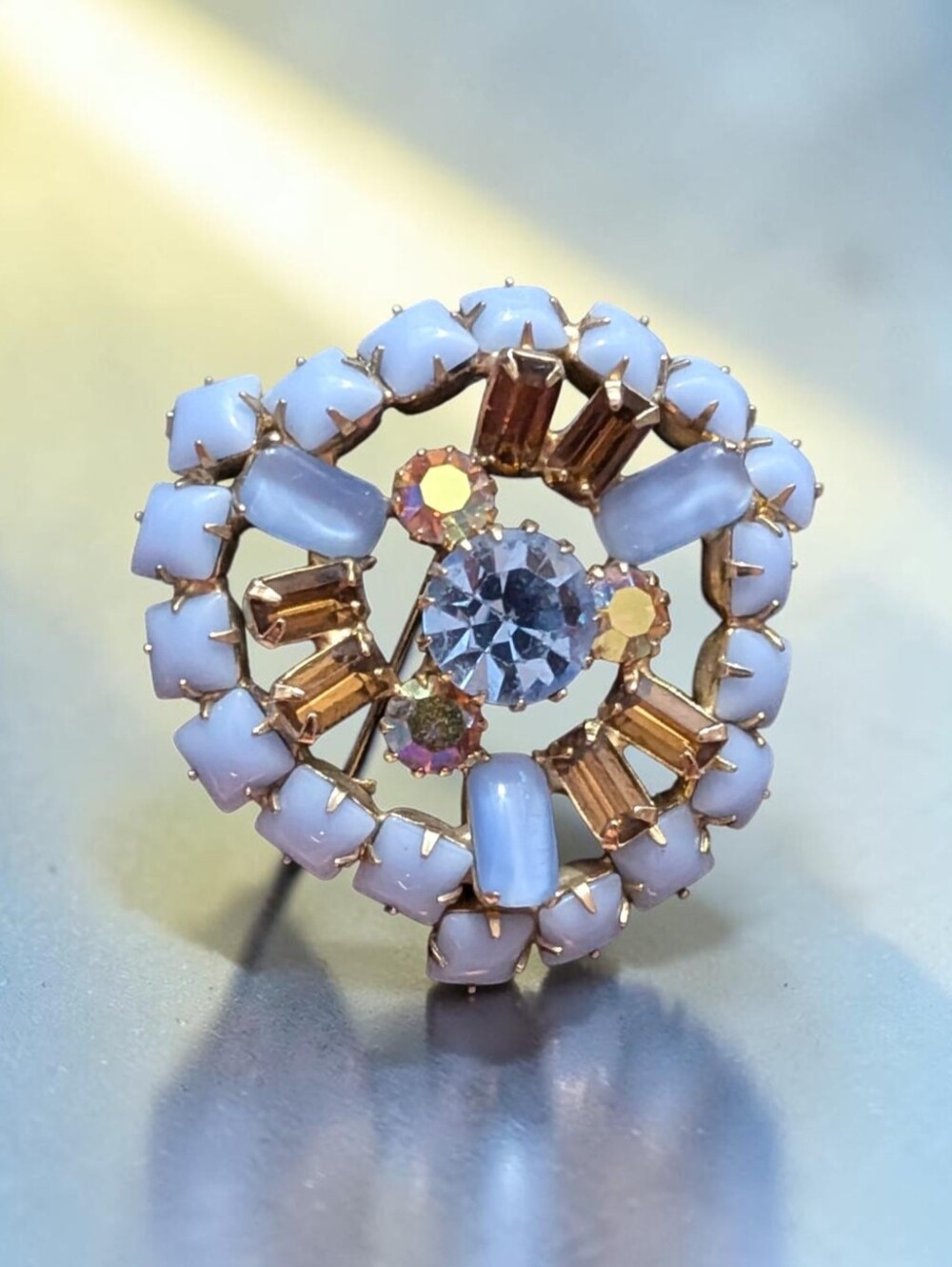 Rare Investment-Grade Signed Vintage Continental 3D Wreath Brooch - Periwinkle